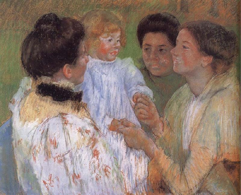Mary Cassatt Women complimenting the child Germany oil painting art